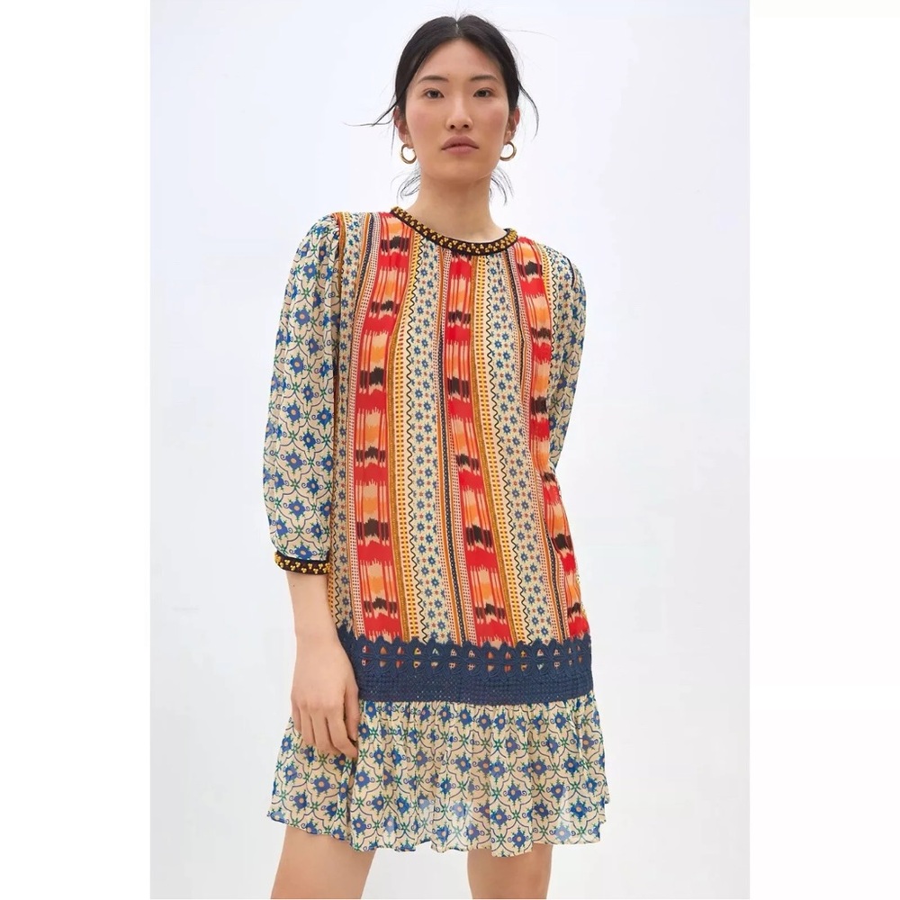 Anthropologie‎ x Verb by Pallavi Singhee Isa Embroidered Tunic Dress Small